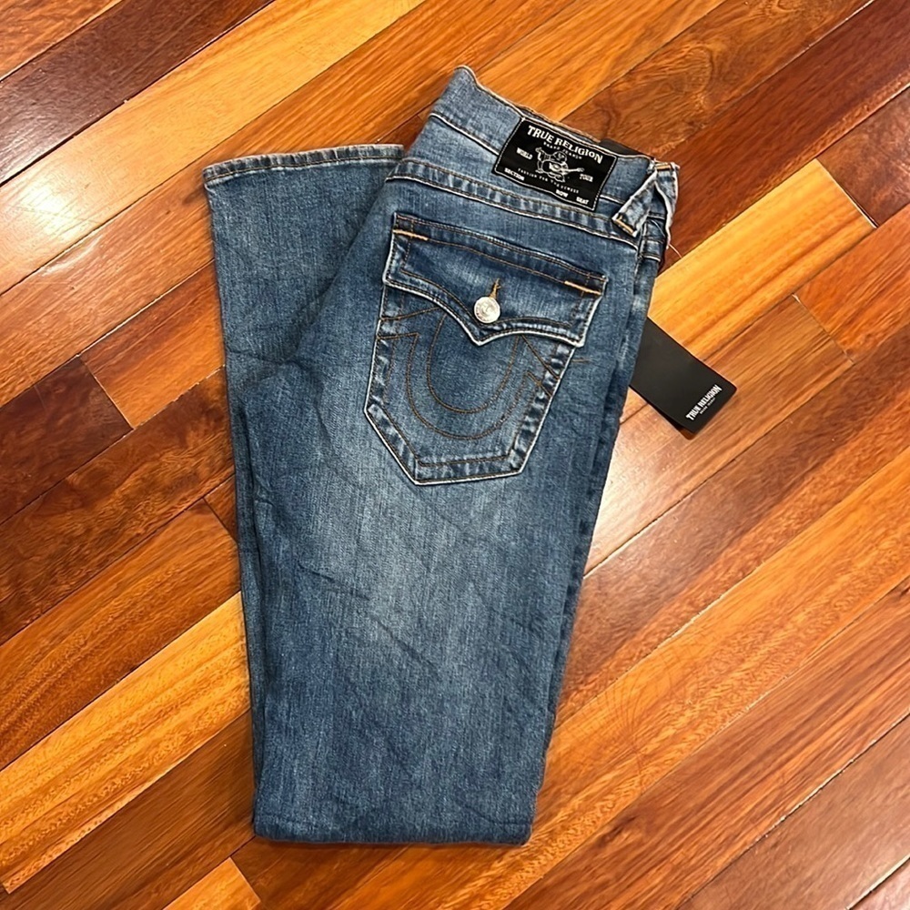 ⭐️ New True Religion Rocco Flap Relaxed Skinny Jeans Size 30/35 Long